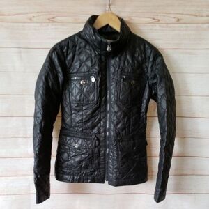 Laundry by Shelli Segal Quilted Zip Front Jacket Hood Animal Print Women's XS